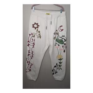 Market Studios XXL Graphic Sweatpants White Floral Moon Streetwear